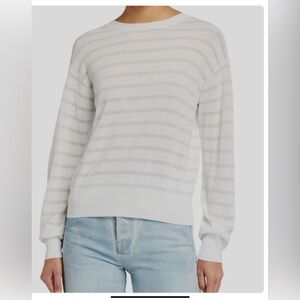 Rag & Bone White Striped  Ayesha  light  Sweater ( slight flaw)